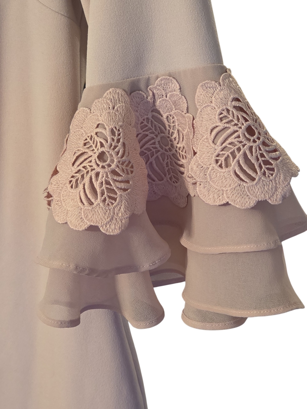 Calvin Klein Pink Blush Floral Lace 3/4 Sleeve Midi Sheath Dress Size 6 - Picture 4 of 6